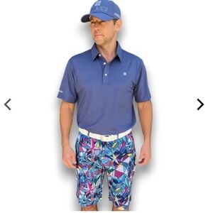 Hreski Geometric Blue Skulls Golf Shorts